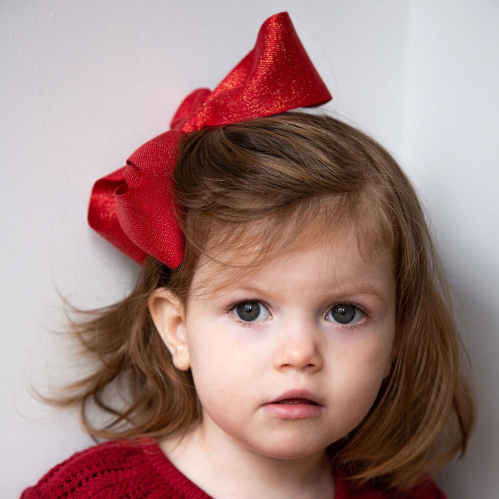 XX Large Sparkly Hair Bow - Red
