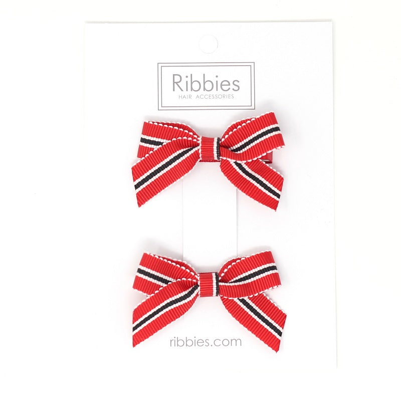 Paire de Barrettes à Noeud Lauren - Rouge et Bleu Marine