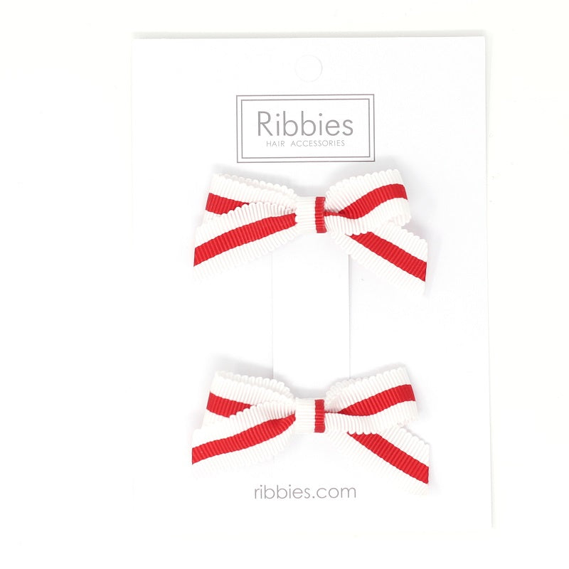 Lauren Bow Pair - White and Red