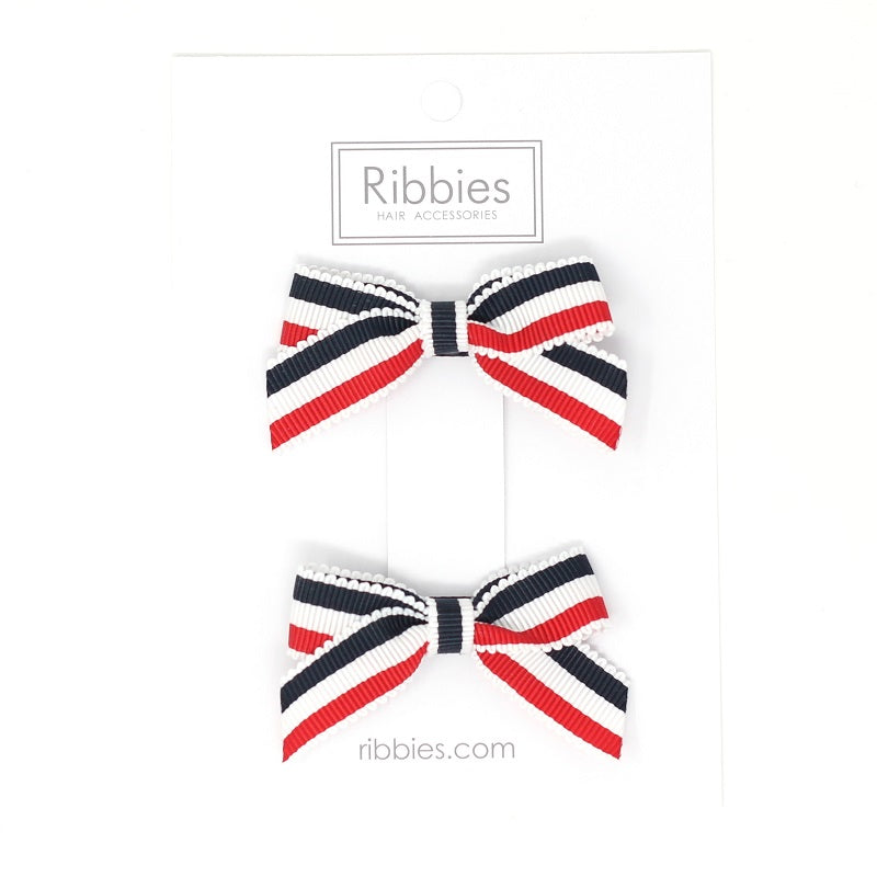 Lauren Bow Pair - Blue, White and Red