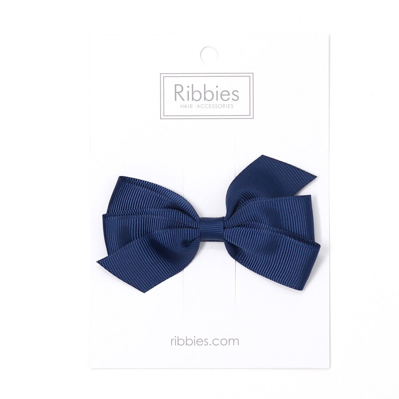 Barrette à Cheveux Nœud Moyen - Bleu Marine