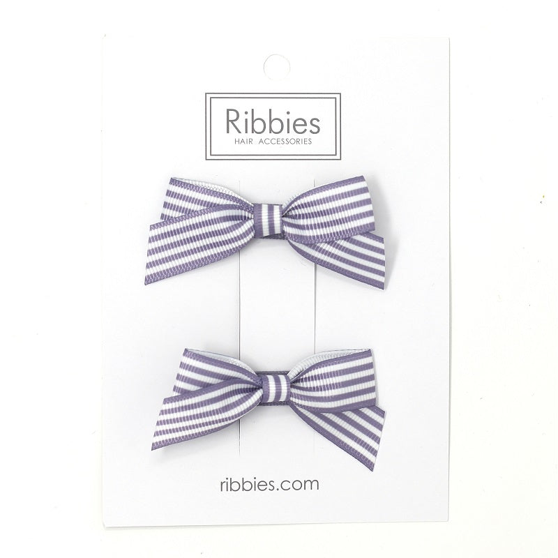 Paire de Barrettes à Noeud Rayé - Violet