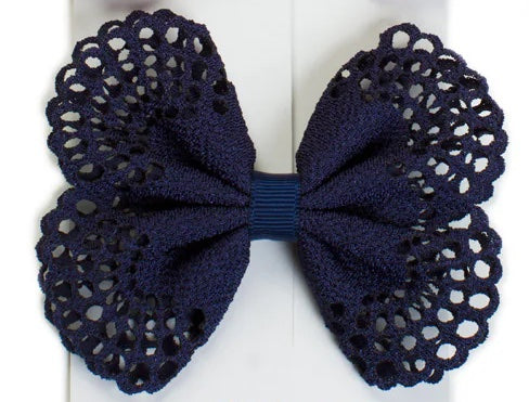 Grand Noeud en Broderie Anglaise - Bleu Marine