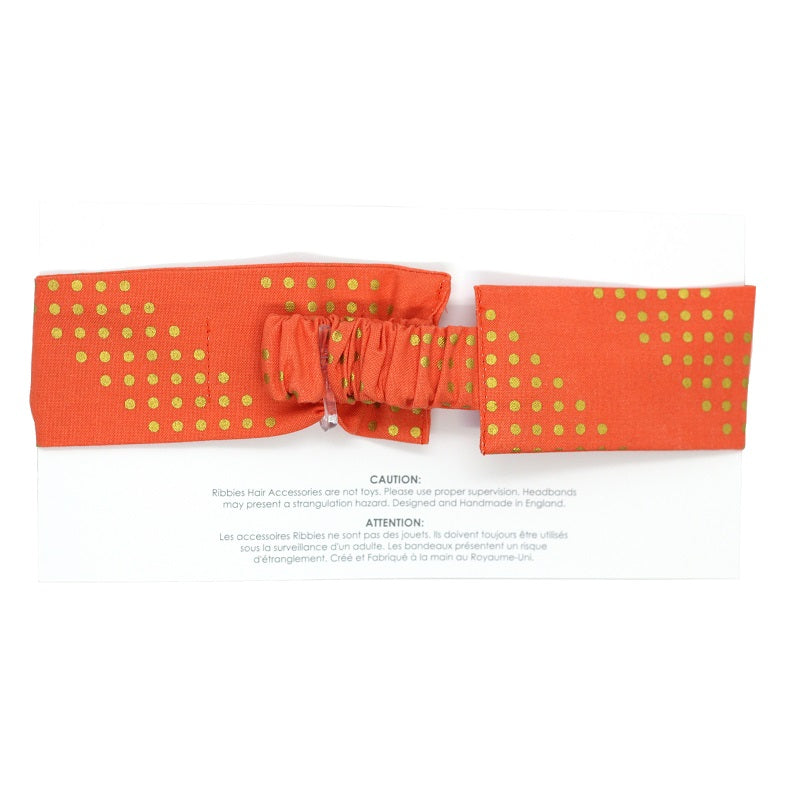 Bandeau Noeud - Pois Dorés - Corail