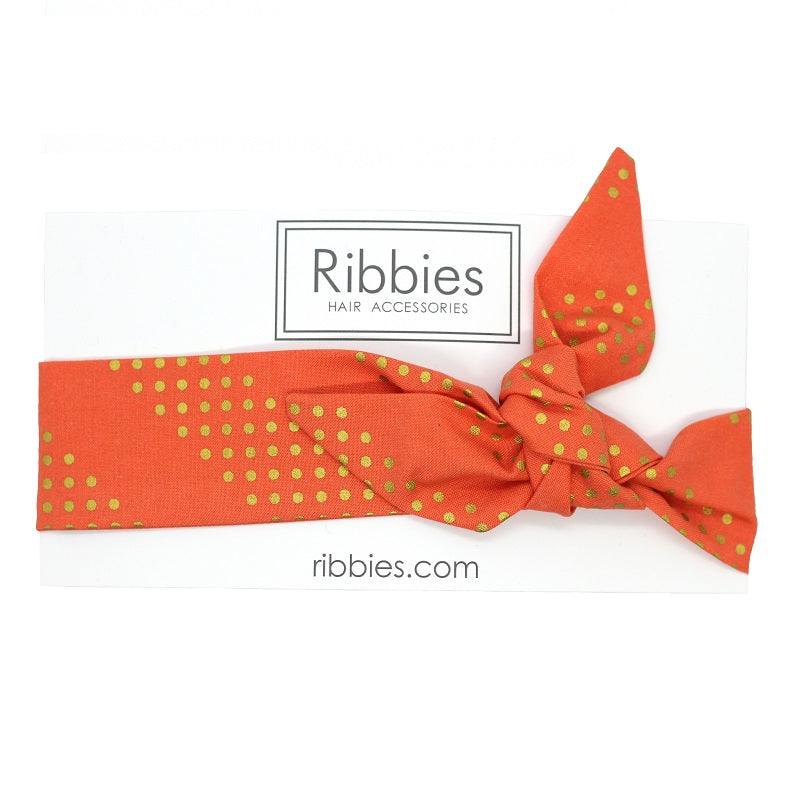 Bandeau Noeud - Pois Dorés - Corail