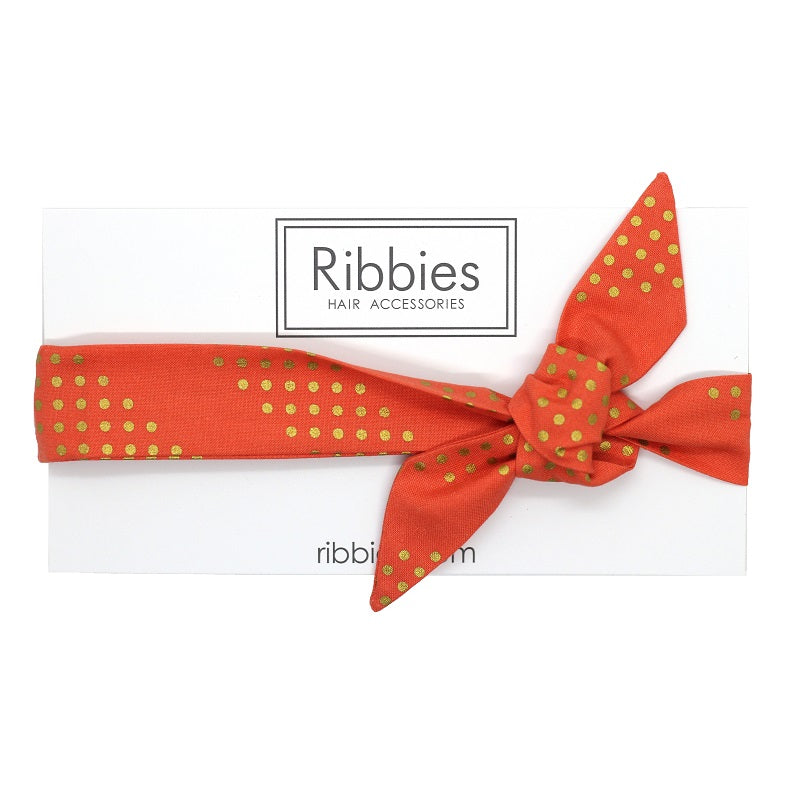 Bandeau Noeud - Pois Dorés - Corail