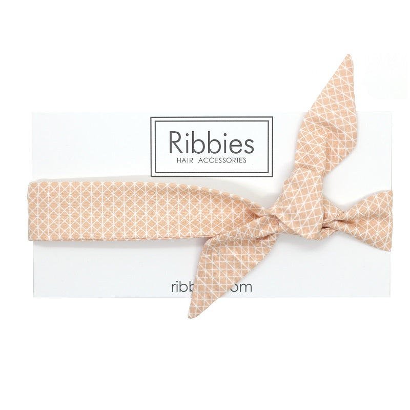 Bow Headband - Geometric Pattern - Peach