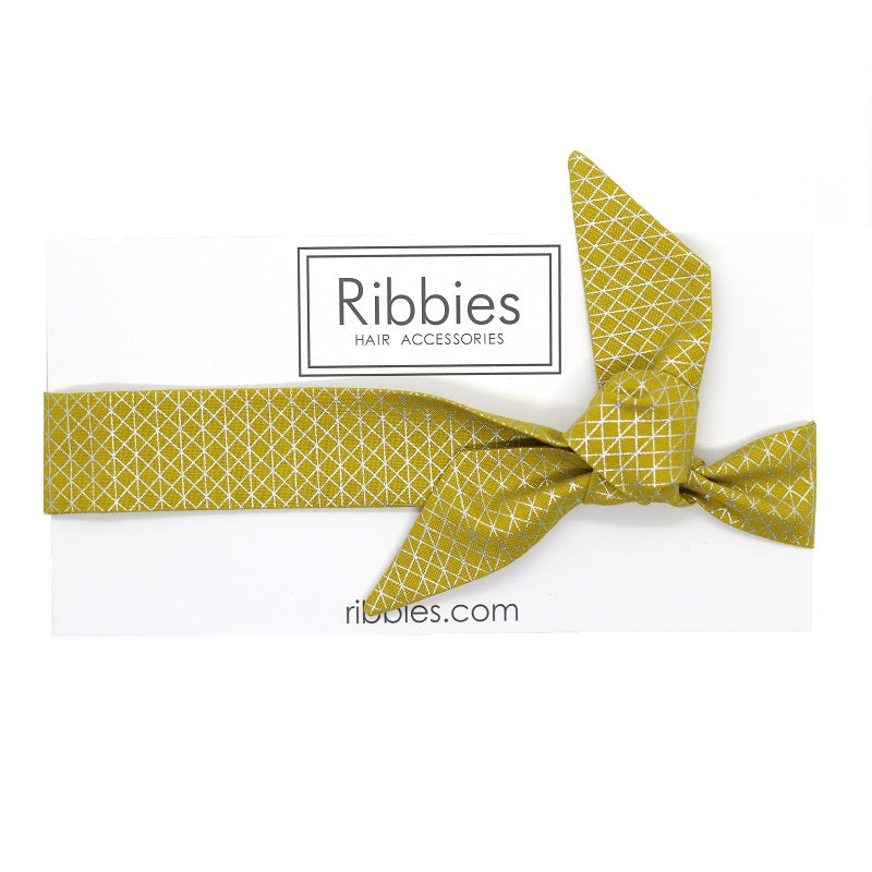 Bow Headband - Geometric Pattern - Gold