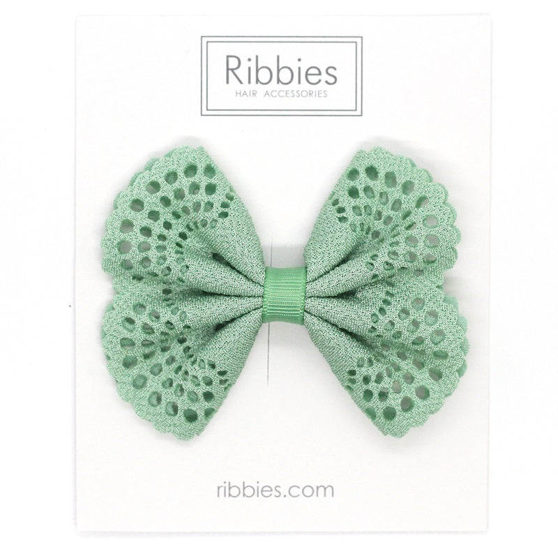 Grand Noeud en Broderie Anglaise - Vert d'Eau