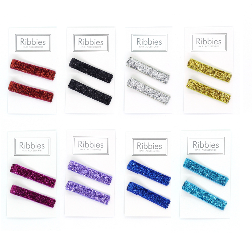 Hair Clips Pair - Sparkle - Lavender