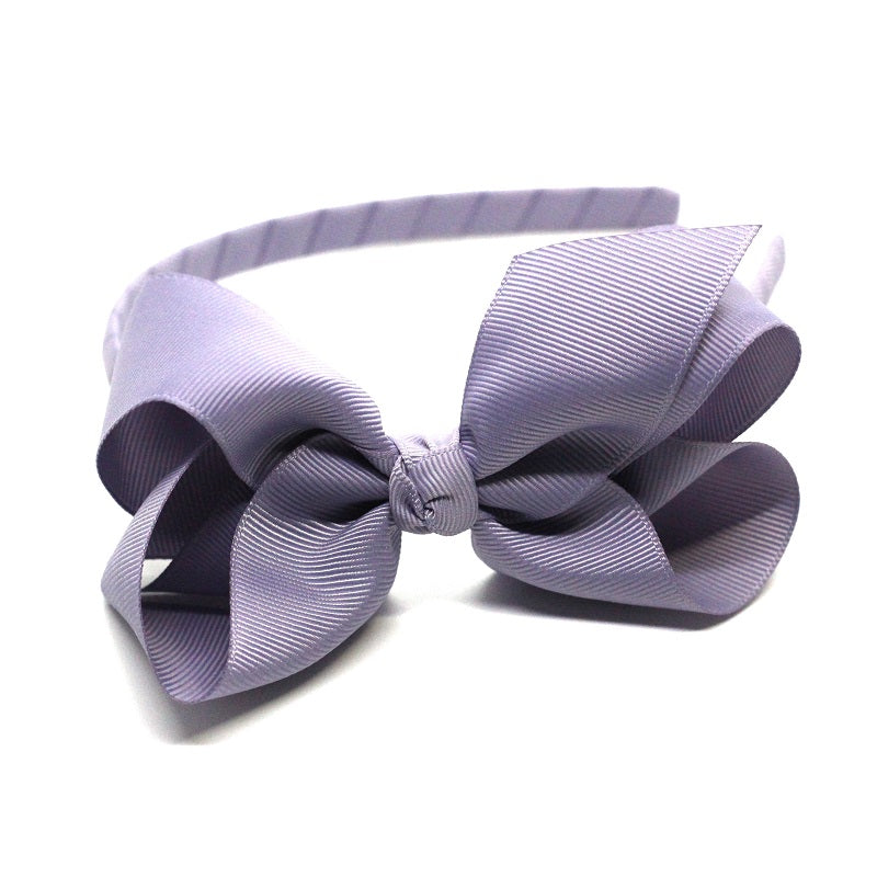 Premium Quality Bow Headband in Pale Grey Blue. Oeko Tex certified gros graind ribbon. Perfect to complete an outfit or to dress up