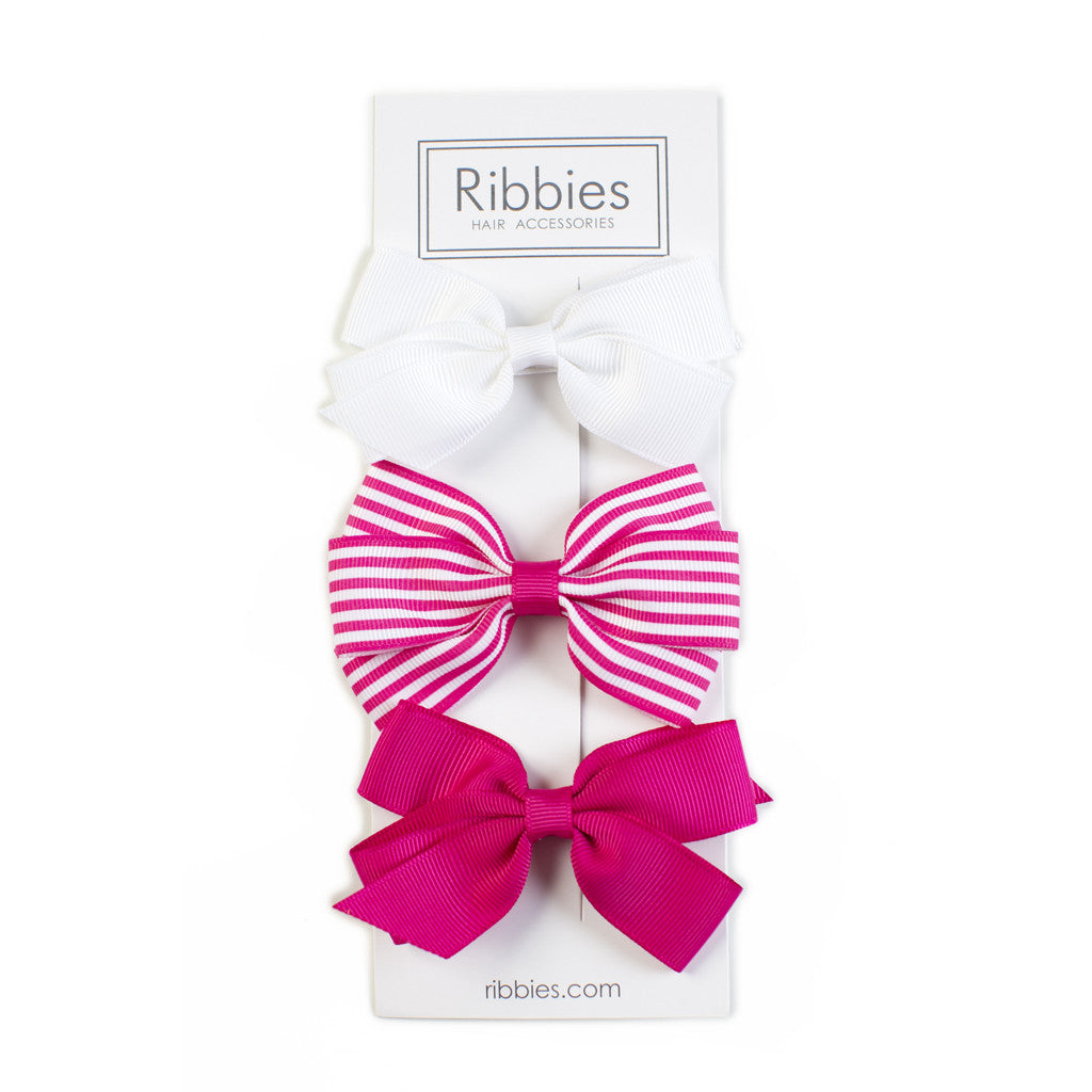 Lucie Hair Bows - Hot Pink (Set of 3)