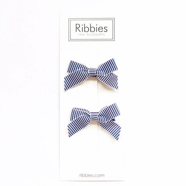 Lauren Bow Pair - Raso a righe blu e bianco