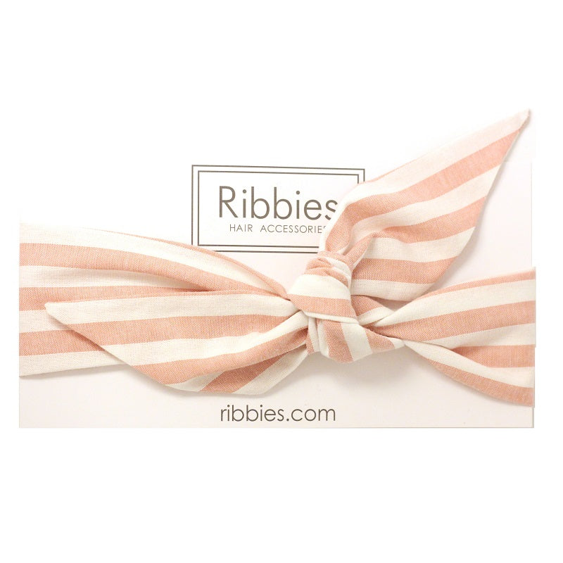 Fascia per capelli con fiocco - Strisce - Rosa e bianco