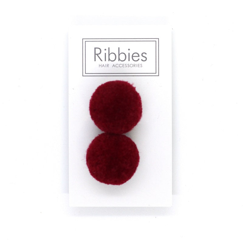 Pom Pom Elastic - Dark Red on Grey