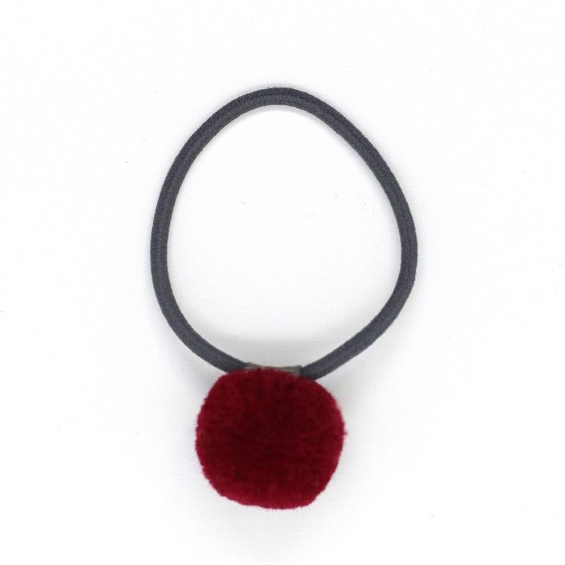 Pom Pom Elastic - Dark Red on Grey