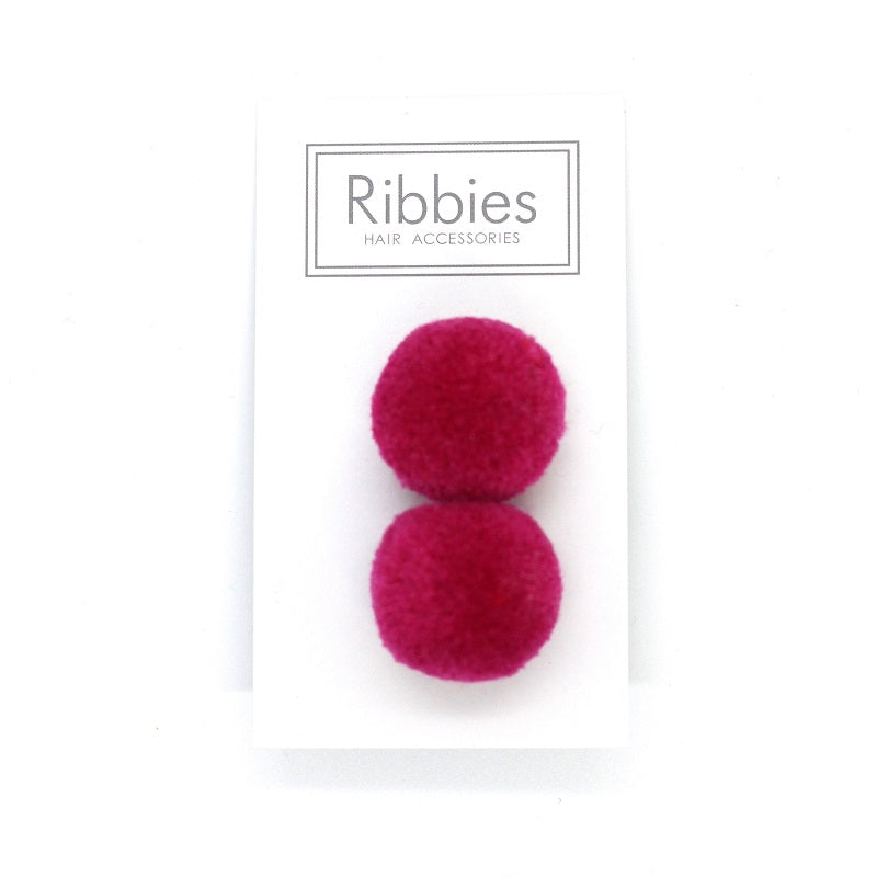 Pom Pom Elastic - Hot Pink on Grey
