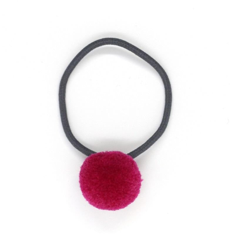 Pom Pom Elastic - Hot Pink on Grey