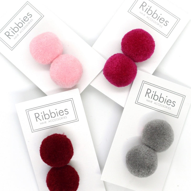 Pom Pom Elastic - Dark Red on Grey