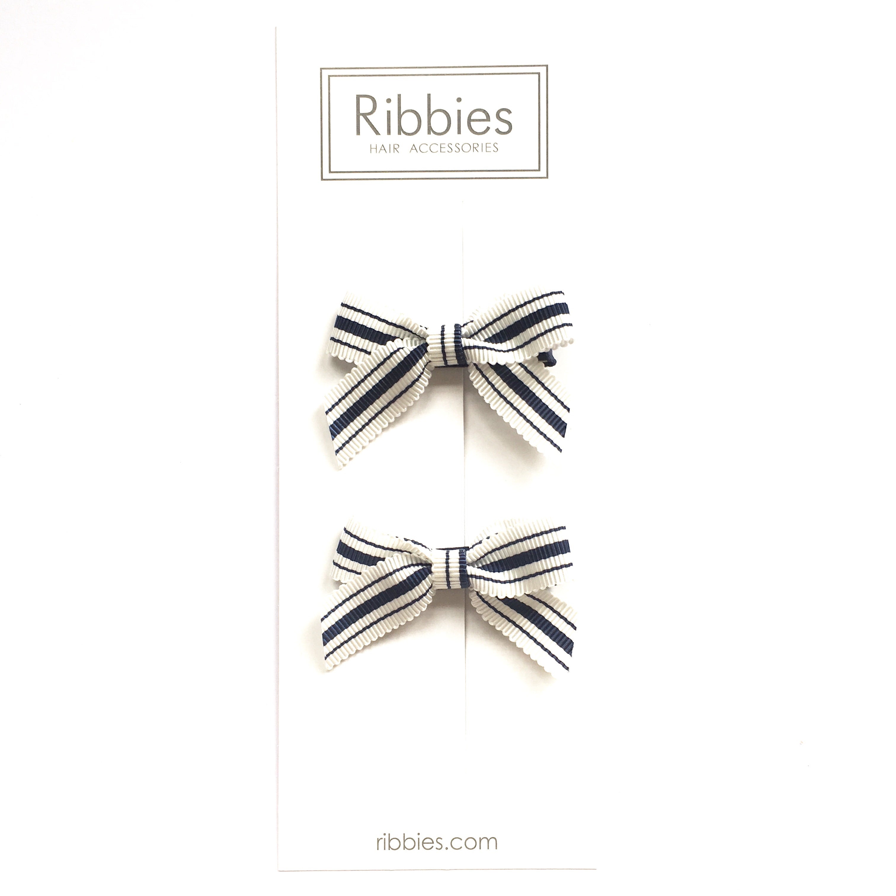 Lauren Bow Pair - Navy & White Stripes - B
