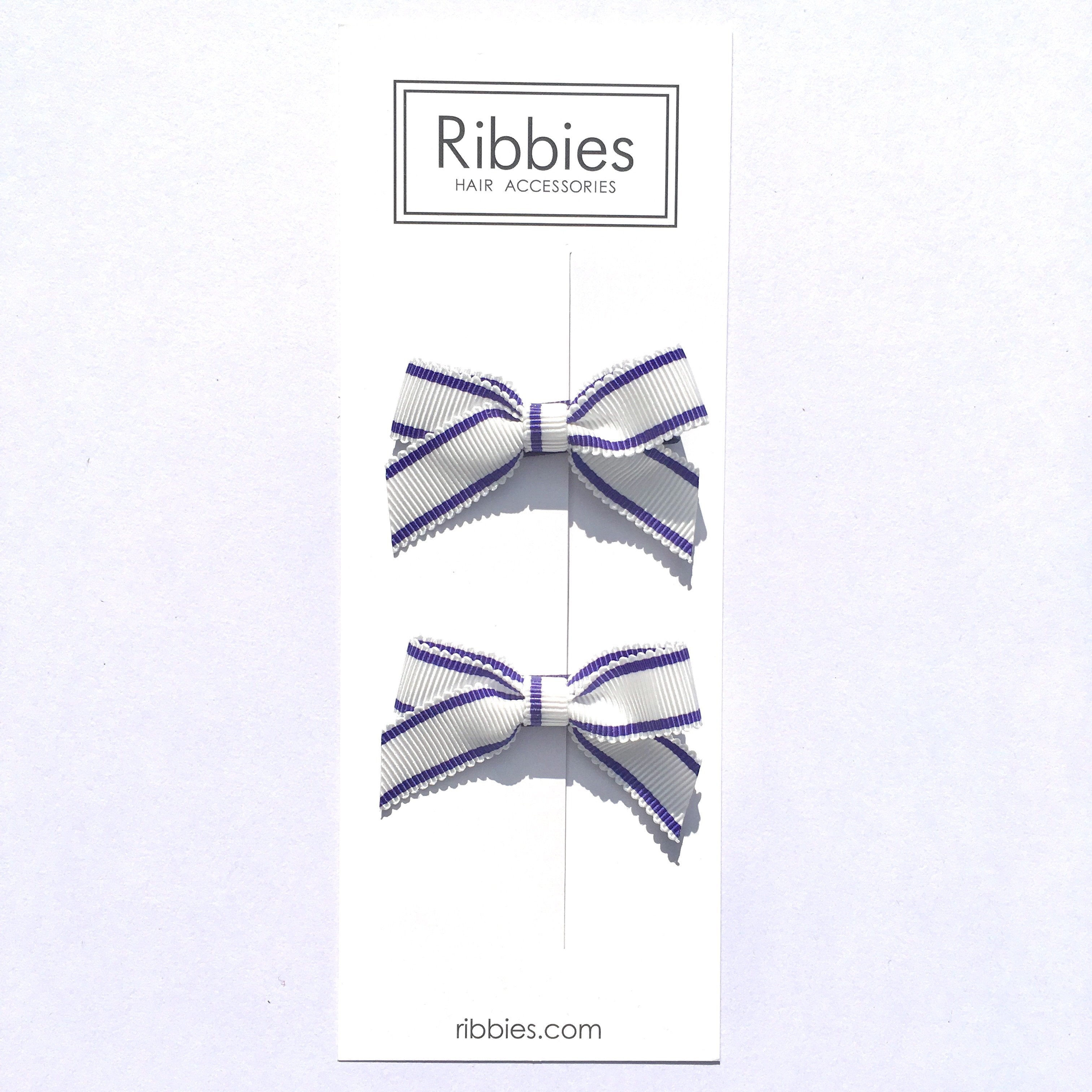 Lauren Bow Pair - Righe bianche e blu royal