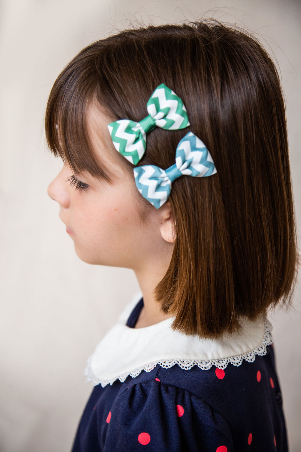 Chevron Bow Pair - Turquoise & Quartz Pink