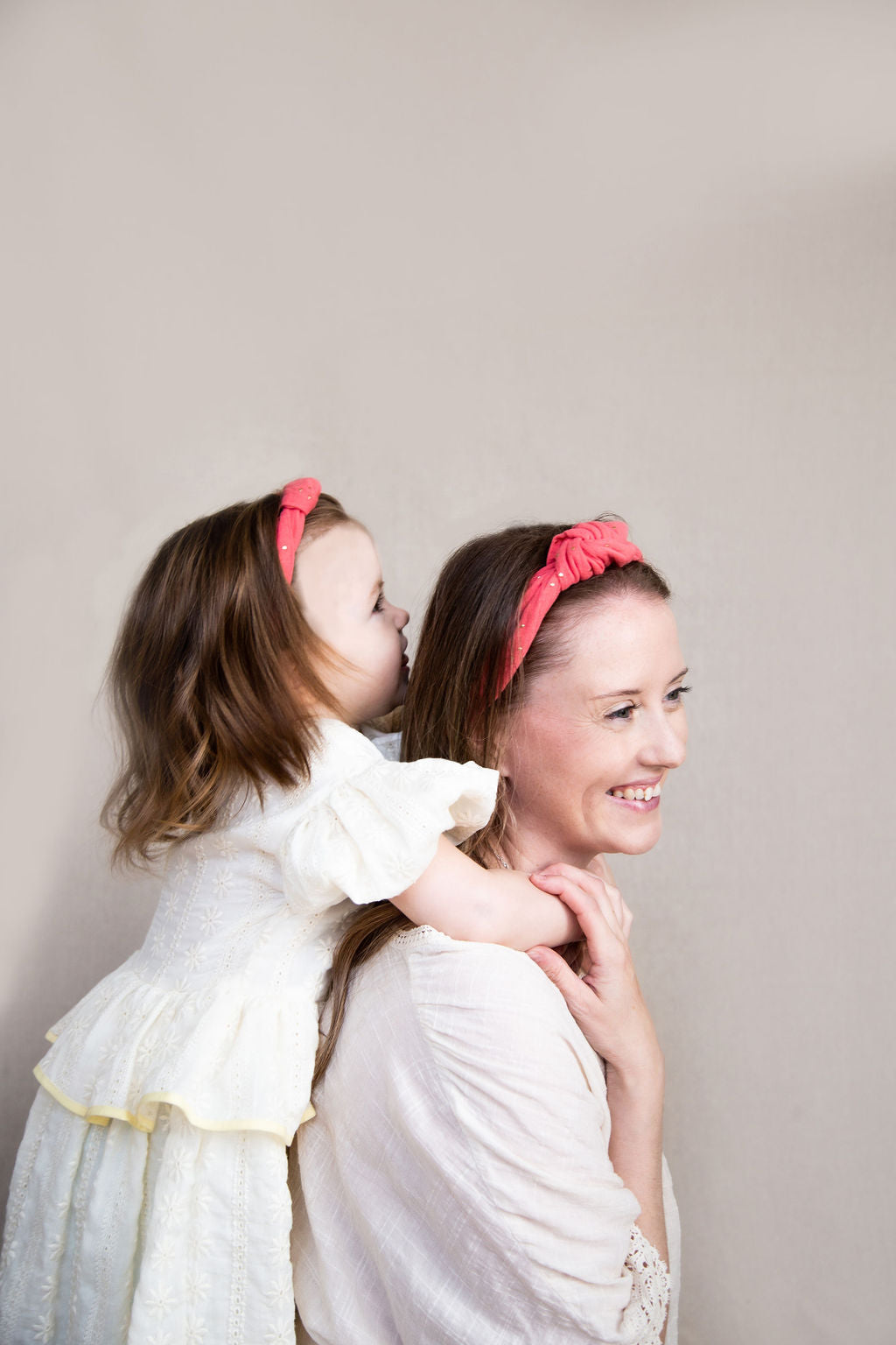 Knot Headband - Double Gauze - Coral - Gold Dots