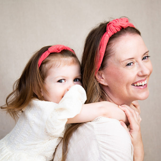 Knot Headband - Double Gauze - Coral - Gold Dots