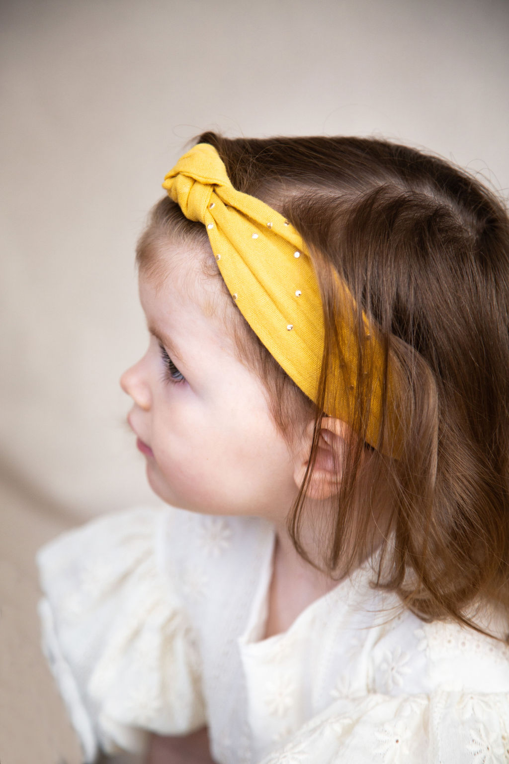 Knot Headband - Double Gauze - Coral - Gold Dots