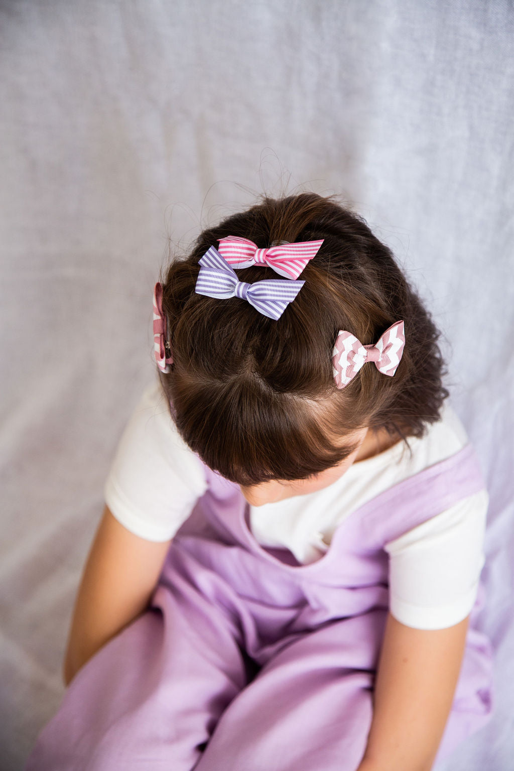No Slip Striped Bow Hair Clip Navy Blue Girl - Barrette anti-glisse noeud moyen fille bleu marine