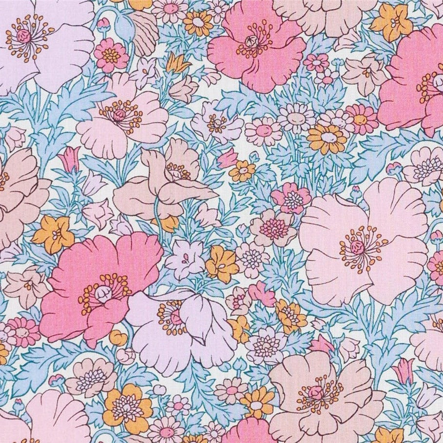 Set of 4 mini bow ties in Liberty print Meadow Song Pink - Barrettes anti-glisse fille Liberty Meadow Song Rose