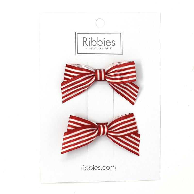 No Slip Striped Bow Hair Clip Rust Girl - Barrette anti-glisse noeud moyen fille rouille
