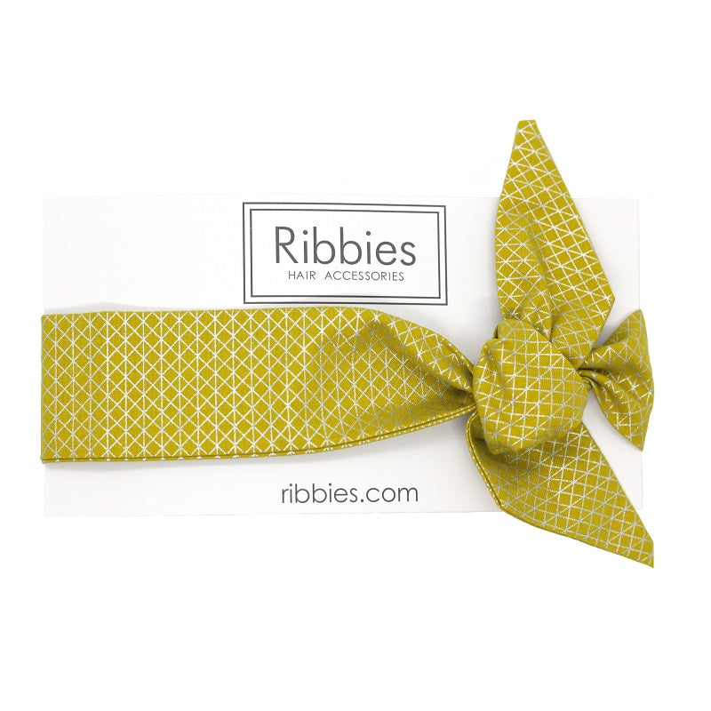 Bow Headband - Geometric Pattern - Gold