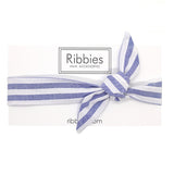 Bow Headband - Stripes - Blue & White