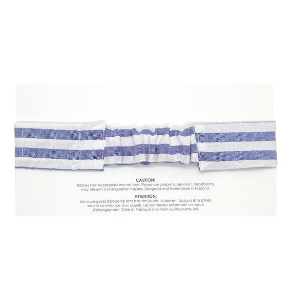 Bow Headband - Stripes - Blue & White