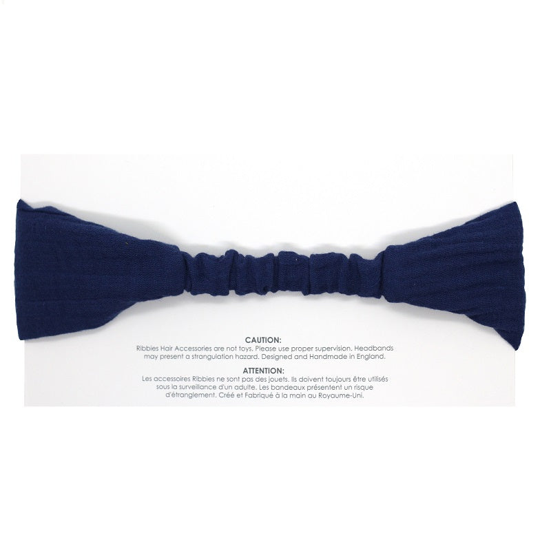 knot headband blue navy double gauze toddler pure 100% cotton oeko tex
