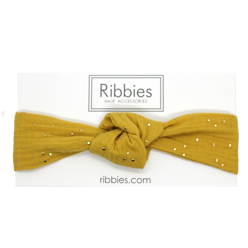 knot headband yellow mustard double gauze toddler pure 100% cotton oeko tex