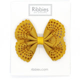 Eyelet Bow Yellow Mustard