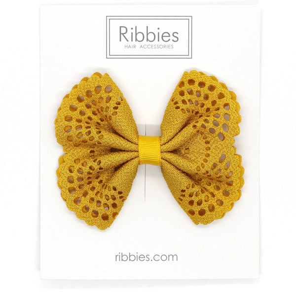 Eyelet Bow Yellow Mustard