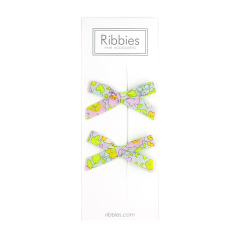 Liberty of London Schoolgirl Bows - Betsy Lime and Pastel Pink