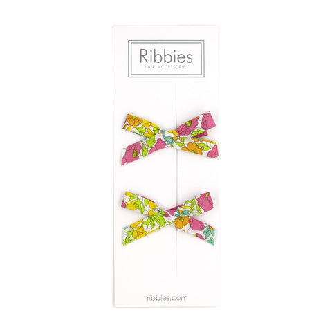Liberty of London Schoolgirl Bows - Poppy & Daisy Pink and Green