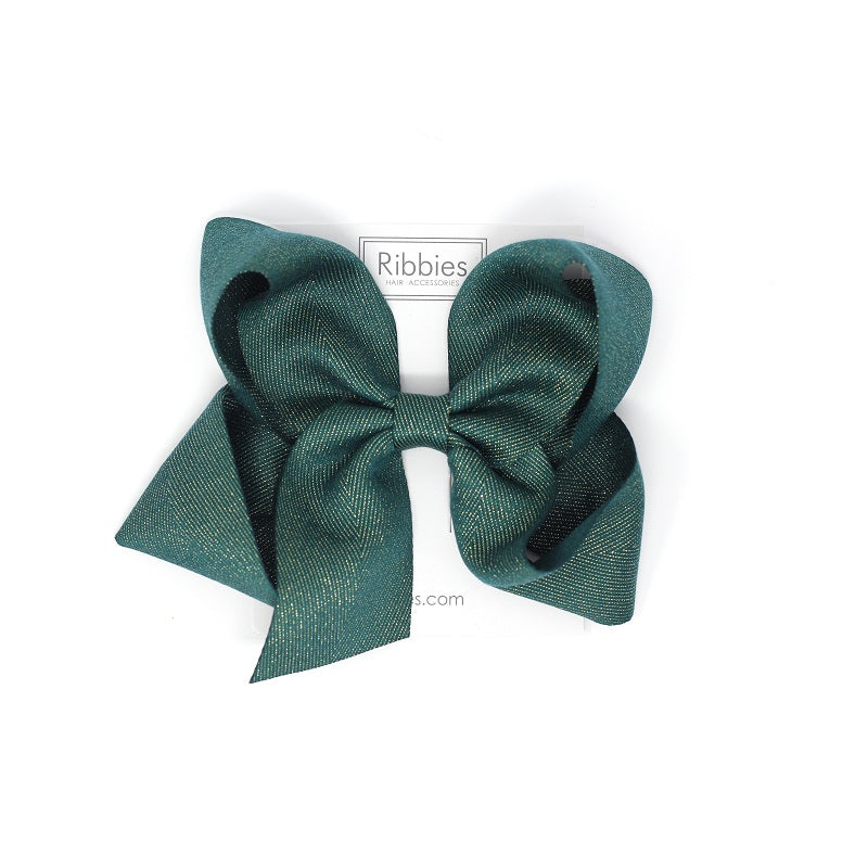 XX Large Sparkly Hair Bow - Forest Green