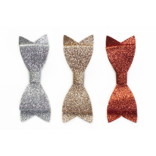 Glitter Bow Set of 3 - Red