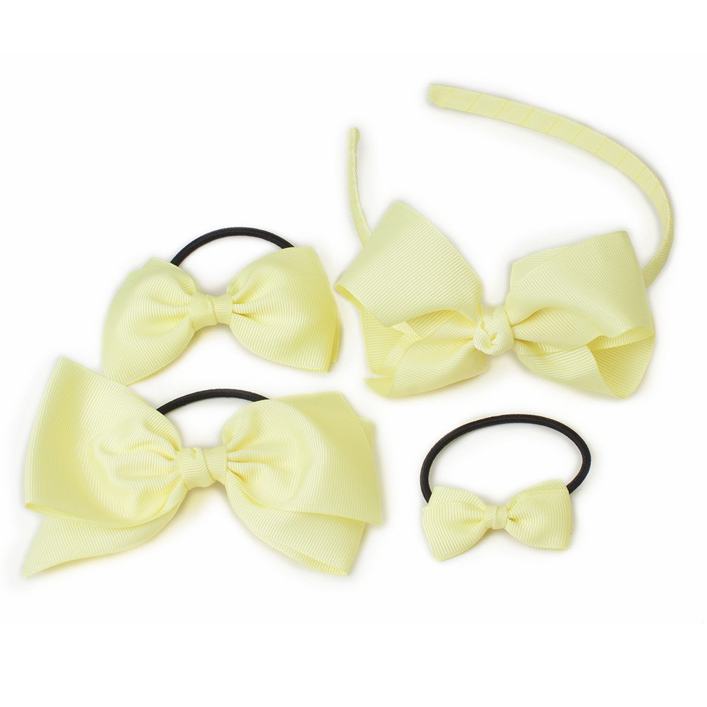 Bow Headband Pastel Yellow for Girls. 