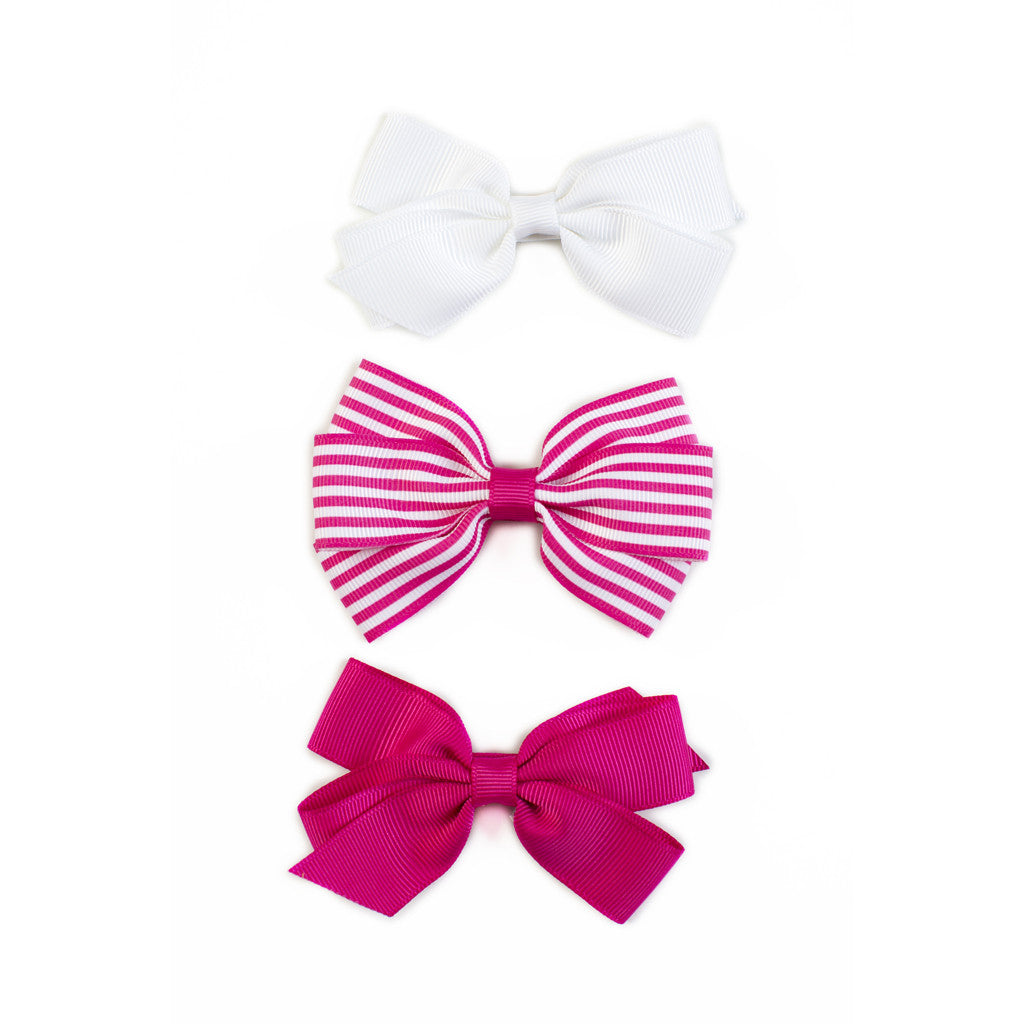 Lucie Hair Bows - Hot Pink (Set of 3)