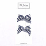 Lauren Bow Pair - Navy & White Stripes - A