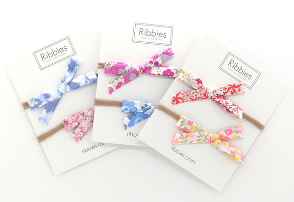Nylon Baby Headband Liberty Bow Set of 2 - Bright Colours
