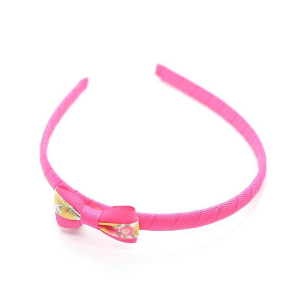 Small Bow Headband - Hot Pink - Liberty Wiltshire Lemon Curd