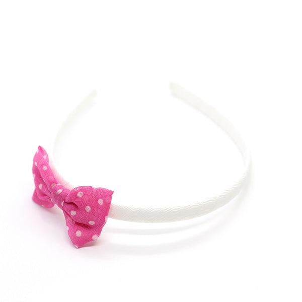 Polkadot Bow Headband - Pink on White