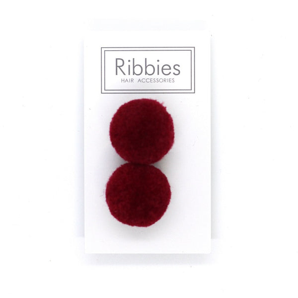 Pom Pom Elastic - Dark Red on Grey
